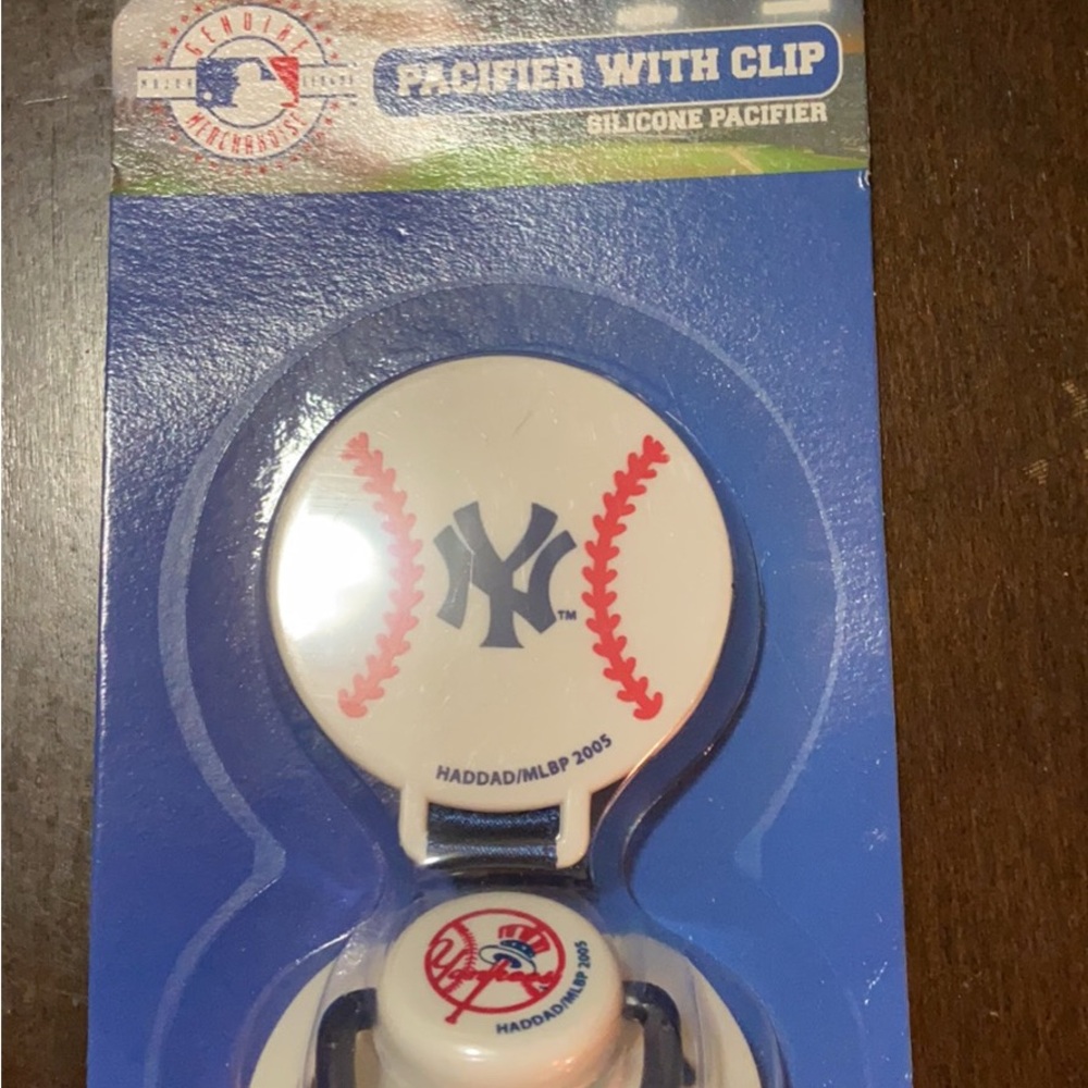 Haddad Yankees Blue and White Pacifier with Clip
